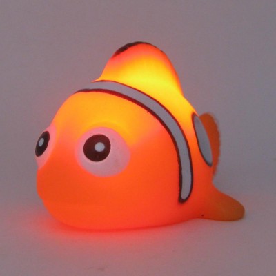 OEM vinyl LED light up clown fish bath toy with light colorful fish funny bath toys for baby