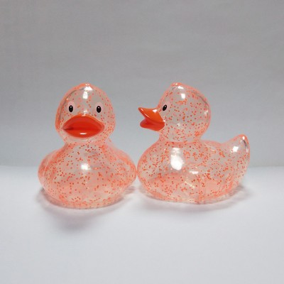 Custom child classic plastic pvc transparent glitter rubber duck bath toy