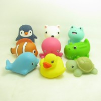 Bathroom toys baby bath rubber toy animals water spray bath toys with net bag for kids play