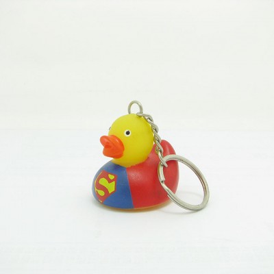 Customized Toy Factory Wholesale PVC Mini Yellow Duck Key Animal Design Keychain with Sound