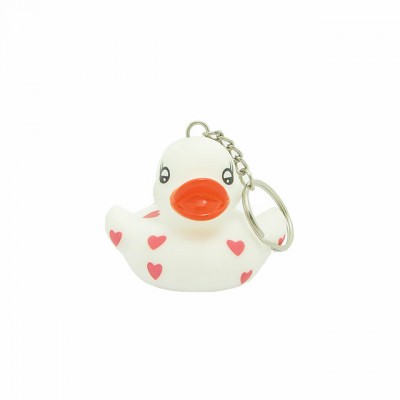 Eco-Friendly Promotional Custom Vinyl PVC Plastic Keyring heart shape Rubber Bath Duck Keychain