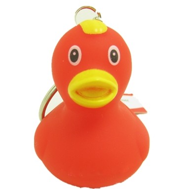 Red plastic duck keychain