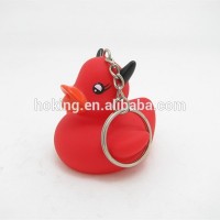 3D plastic rubber keychain with devil duck