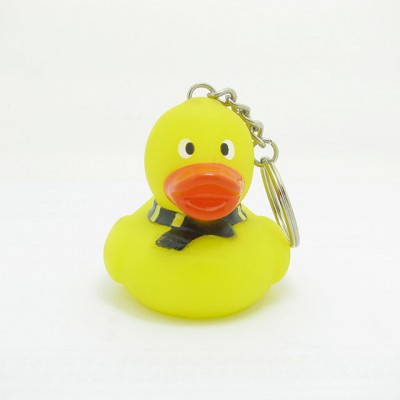 Customized Toy Factory Price Funny Duck Shaped OEM cartoon Yellow duck  plastic keychain Key pvc keychain toys for kids