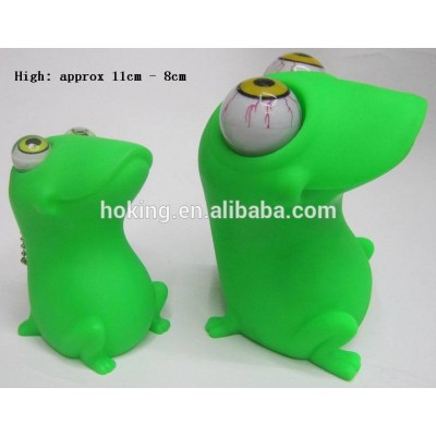 cute custom plastic frog pop eye toys with keychain Funny Rubber Toys Animals with eye pop squeeze